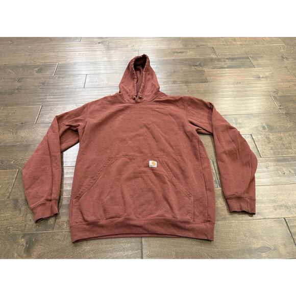 Carhartt Mens Red Spellout Original Fit Long Sleeve Hooded Size M MEDIUM K288 - Picture 2 of 8